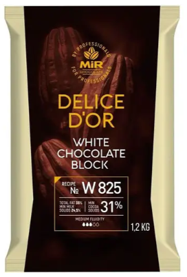 Шоколад білий Delice D'or W825 блок 1.2 кг